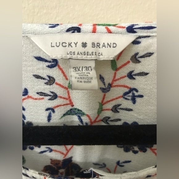 Lucky Brand Womens Viscose Flutter Sleeve Floral Print Peasant Blouse Size 3X - Picture 14 of 15